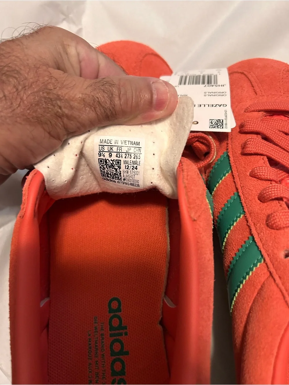 adidas Red Suede Gazelle Indoor Sneakers with Green Stripes